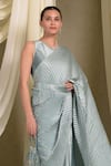 Shop_Tasuvure Indes_Blue Pleated Polyester Round Accordion Attached Drape Saree Gown _Online_at_Aza_Fashions