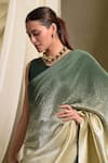 Buy_Tasuvure Indes_Green Pleated Polyester Round Idylic Accordion Ombre Saree Gown _Online_at_Aza_Fashions