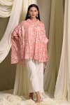 Buy_Tasuvure Indes_Pink Cotton Chanderi Embroidered Gara Collared Elahe Rose Kaftan Shirt _at_Aza_Fashions