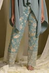 Tasuvure Indes_Blue Georgette Embroidered Gara V Neck Reyna Cape With Pant _Online_at_Aza_Fashions