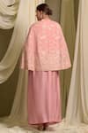 Shop_Tasuvure Indes_Pink Georgette Embroidery Gulbahar Stand Reyna Cape Jacket With Dhoti Skirt _at_Aza_Fashions