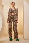 Buy_The Royaleum_Multi Color Silk Printed Floral Bustier Sweetheart Animal Blazer Pant Set _at_Aza_Fashions