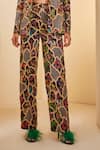 The Royaleum_Multi Color Silk Printed Floral Bustier Sweetheart Animal Blazer Pant Set _Online_at_Aza_Fashions