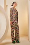 Shop_The Royaleum_Multi Color Silk Printed Floral Bustier Sweetheart Animal Blazer Pant Set _Online_at_Aza_Fashions