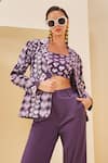 The Royaleum_Multi Color Twill Satin Printed Geometric Heart Tube Top Square Blazer Set _Online_at_Aza_Fashions