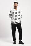 Buy_Abraham & Thakore_Ivory Pure Cotton Print Abstract Textured Shirt _at_Aza_Fashions