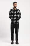 Buy_Abraham & Thakore_Black Pure Cotton Print Abstract Textured Shirt _at_Aza_Fashions