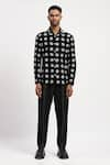 Abraham & Thakore_Black Pure Cotton Print Abstract Textured Shirt _Online_at_Aza_Fashions