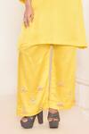 Buy_AMETHYST_Yellow Pure Linen Satin Embroidery Floral Bodice Straight Kurta With Pant _Online_at_Aza_Fashions