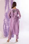 AMETHYST_Purple Kurta Chanderi Embroidered Thread Leaf Floral Pant Set _Online_at_Aza_Fashions