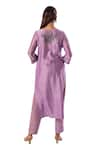 AMETHYST_Purple Kurta Chanderi Embroidered Thread Leaf Floral Pant Set _Online