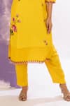 AMETHYST_Yellow Kurta Chanderi Embroidered Thread Notched Floral Pant Set _Online