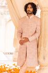 AMIT ARORA_Pink Sherwani Raw Silk Embroidery Folklore Set _Online_at_Aza_Fashions