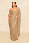 Buy_Itrh_Gold Net Embellished Stone Sweetheart Pre-stitched Saree With Corset _at_Aza_Fashions