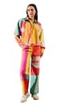 Shop_Rainas_Multi Color Poplin Printed Abstract Collared Shirt With Pant _Online_at_Aza_Fashions