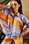 Rainas_Multi Color Poplin Printed Collared Cuff Sleeve Shirt With Pant _at_Aza_Fashions