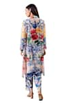 Buy_Rainas_Blue Cotton Silk Print Floral Collared Neck Flower Garden Long Shirt With Pant _Online_at_Aza_Fashions