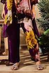 Buy_Rainas_Purple Viscose Crepe Print Floral V Collar Watercolor Shirt And Pant Set _Online_at_Aza_Fashions