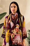 Shop_Rainas_Purple Viscose Crepe Print Floral V Collar Watercolor Shirt And Pant Set _Online_at_Aza_Fashions