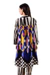 Rainas_Multi Color Cotton Silk Print Abstract Collared Neck Long Shirt With Pant _Online_at_Aza_Fashions