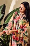 Shop_Rainas_Multi Color Cupro Satin Print Floral Round Watercolor Garden Kurta And Pant Set _Online_at_Aza_Fashions