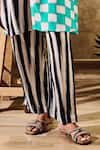 Buy_Rainas_Multi Color Cotton Silk Print Stripe Collared Chequered Long Shirt With Pant _Online_at_Aza_Fashions