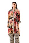 Buy_Rainas_Multi Color Viscose Crepe Print Floral Flower Garden Long Shirt And Pant Set _Online_at_Aza_Fashions