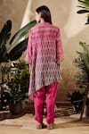 Shop_Rainas_Pink Cotton Silk Print Geometric Round Collar Tunic With Pant _at_Aza_Fashions