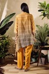 Shop_Rainas_Yellow Cotton Silk Print Geometric Round Collar Two Tone Tunic With Pant _at_Aza_Fashions