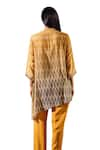 Shop_Rainas_Yellow Cotton Silk Print Geometric Round Collar Two Tone Tunic With Pant _Online_at_Aza_Fashions