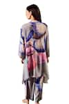 Shop_Rainas_Blue Viscose Crepe Print Floral Bloom Asymmetric Contrast Tunic And Pant Set _at_Aza_Fashions