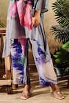 Buy_Rainas_Blue Viscose Crepe Print Floral Bloom Asymmetric Contrast Tunic And Pant Set _Online_at_Aza_Fashions