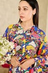 Buy_Rainas_Blue Cotton Silk Printed Collage Shirt With Contrast Pant 