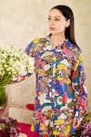 Rainas_Blue Cotton Silk Printed Collage Shirt With Pant _at_Aza_Fashions