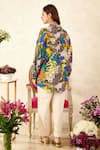 Shop_Rainas_Blue Cotton Silk Printed Floral Graphic Shirt Collar With Contrast Pant _at_Aza_Fashions