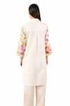 Rainas_Off White Linen Printed Cherry Blossom Shirt Collar Tunic With Pant _Online_at_Aza_Fashions