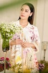 Buy_Rainas_Off White Linen Printed Cherry Blossom Shirt Collar Tunic With Pant _Online_at_Aza_Fashions