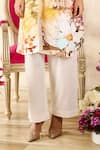 Rainas_Off White Linen Printed Cherry Blossom Shirt Collar Tunic With Pant _at_Aza_Fashions