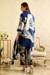 Shop_Rainas_Blue Linen Printed Lily Mandarin Collar Tunic Pant Set _at_Aza_Fashions