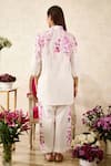 Rainas_Off White Linen Printed Sakura Mandarin Collar Tunic With Pant _Online_at_Aza_Fashions