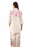 Buy_Rainas_Off White Linen Printed Sakura Mandarin Collar Tunic With Pant _Online_at_Aza_Fashions