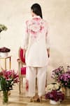 Shop_Rainas_Off White Linen Printed Lotus Mandarin Collar Tunic With Pant _at_Aza_Fashions