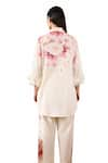 Rainas_Off White Linen Printed Lotus Mandarin Collar Tunic With Pant _Online_at_Aza_Fashions