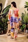 Shop_Rainas_Multi Color Cupro Satin Printed Watercolour Floral Asymmetric Tunic Pant Set _at_Aza_Fashions