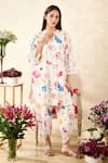 Buy_Rainas_Off White Linen Printed Poppy Mandarin Collar Tunic With Tulip Pant 