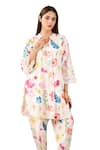 Shop_Rainas_Off White Linen Printed Poppy Mandarin Collar Tunic With Tulip Pant 