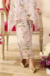 Shop_Rainas_Pink Sequins Georgette Printed Floral Mandarin Collar Asymmetric Tunic With Pant _Online_at_Aza_Fashions