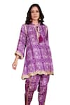 Buy_Rainas_Purple Cotton Silk Printed Geometric Round Embroidered Kurta And Pant Set _Online_at_Aza_Fashions