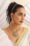 Buy_MUDRA LUXE_Gold Plated Stone Deity Studded Hasli Necklace Set _at_Aza_Fashions