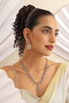 Shop_MUDRA LUXE_Red Stone Studded Long Necklace Set _Online_at_Aza_Fashions